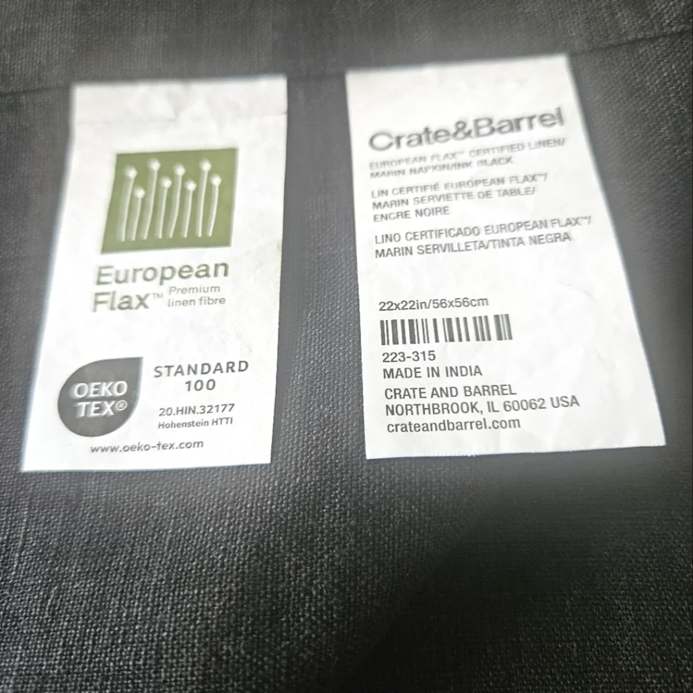 Crate&Barrel Black Linen Napkin Set